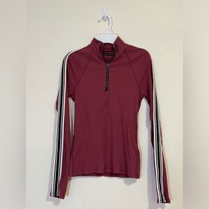 Abercrombie & Fitch Quarter Zip top with stripe down sleeve